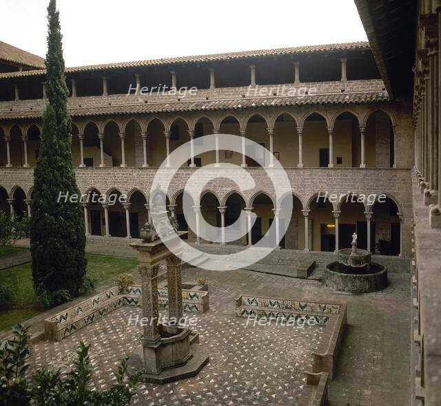 Gothic cloister, Royal Monastery of Saint Mary of Pedralbes, Barcelona, Catalonia, Spain, 1995. Creator: LTL.