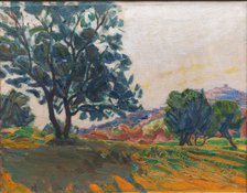 The Olive Grove, with Cagnes in the Background - Against the Light, 1923. Creator: Niels Larsen Stevns.