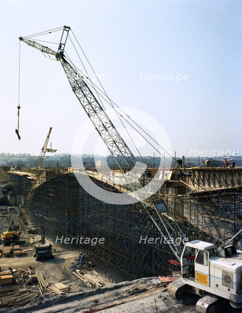 Construction of the Needle Eye Bridge over the M1 at Barnsley, South Yorkshire, 1963. Artist: Michael Walters