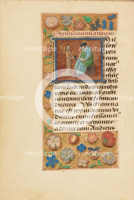 Initial I: Saint Matthew; Crohin-La Fontaine Hours, (about 1480-1485?). Creators: Master of the Dresden Prayer Book, Workshop of the Master of the Dresden Prayer Book.