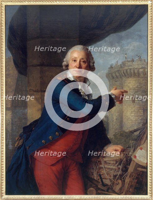 Jean-Henri Masers, chevalier de Latude (1725-1805), montrant la Bastille, 1789. Creator: Antoine Vestier.