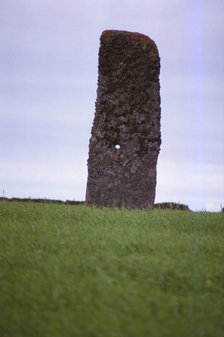 Perforated standing stone, North Ronaldsay. Orkney, 20th century.  Artist: CM Dixon.