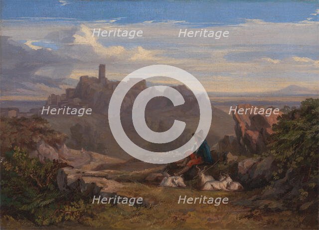 Landscape with Goatherd, ca. 1842. Creator: Edward Lear.