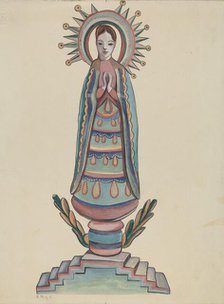 New Mexico, "Bulto", Polychromed Wooden Figure, 1935/1942. Creator: E. Boyd.