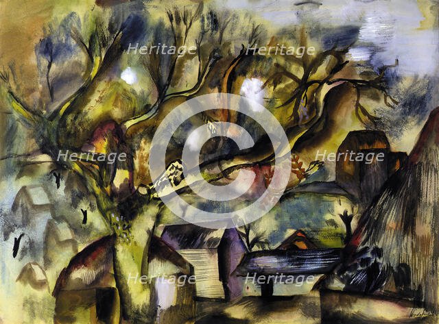 Farm piece, evening, 1936. Creator: Frances Hodgkins.