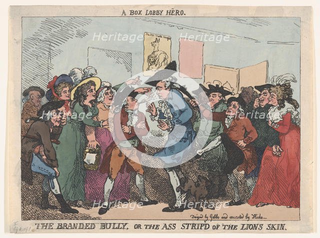 The Branded Bully, or the Ass Stripp'd of the Lion's Skin, 1786., 1786. Creator: Thomas Rowlandson.