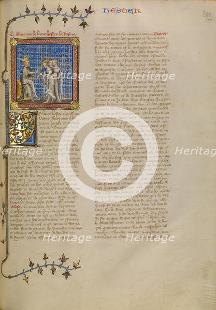 Esther before King Ahasuerus, about 1360-1370. Creator: Master of Jean de Mandeville.