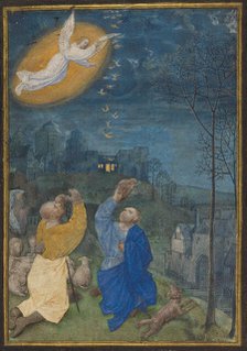 The Annunciation to the Shepherds: Miniature from the Emerson-White Hours, late 1470s-about 1480.  Creator: Master of the Houghton Miniatures.