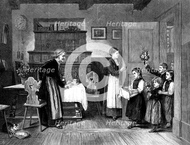 "Grandmother's Birthday", by Salentin, from a photograph by the Berlin Photographic Company, 1873. Creator: Unknown.