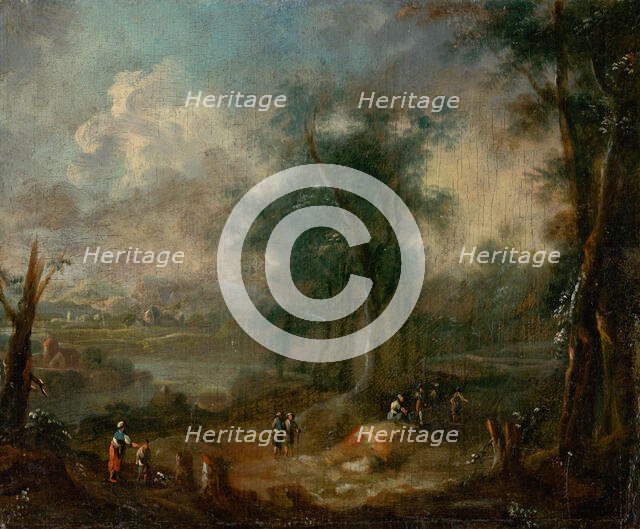 Romantic Landscape with Figural Staffage, 1770-1790. Creator: Unknown.
