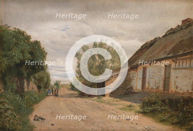The Outskirts of the Village of Vejby. By the Roadside the Painter J.Th. Lundbye Sketching, 1843. Creator: Peter Christian Thamsen Skovgaard.