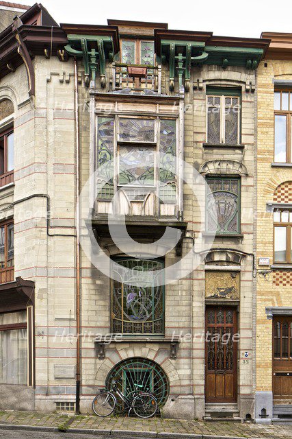 Maison Jaspar, 32-34 Rue Andre Van Hasselt, Brussels, Belgium, (1900), c2014-2017. Artist: Alan John Ainsworth.