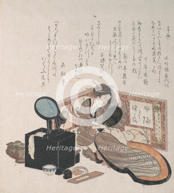 Woman Arranging Her Hair, 19th century. Creator: Unknown.