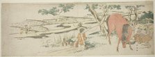 Rural Scene in Early Summer: Peasants Transplanting Rice and a Man Washing a Horse, late 1790s. Creator: Katsukawa Shun'ei.