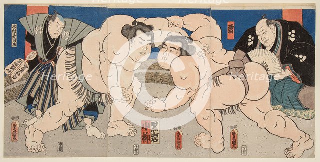 Wrestling match Koyanagi vs Kuroiwa, 1850.
