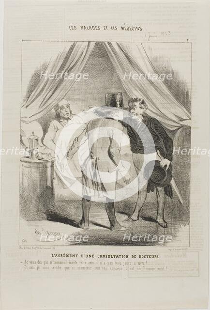 The Pleasure of a Doctors' Consultation (plate 11), 1843. Creator: Charles Emile Jacque.
