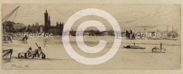 Old Westminster Bridge, 1859. Creator: James Abbott McNeill Whistler.
