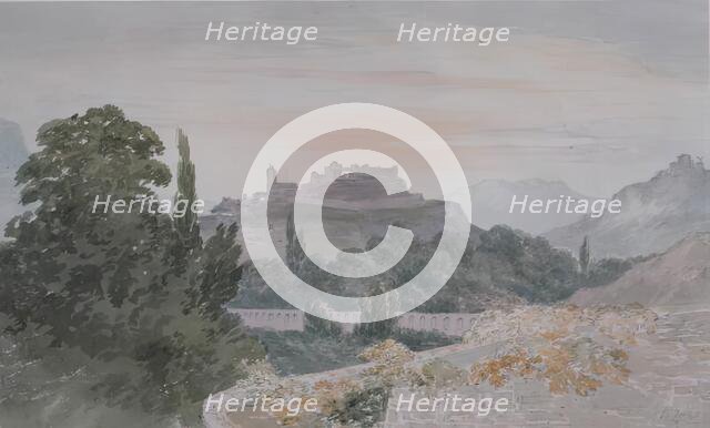 Italian Landscape with Hilltop Village, 1825. Creator: James William Giles.