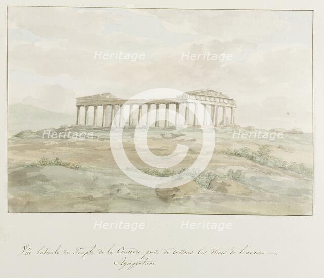 Side view of the Temple of Concordia within the walls of Ancient Agrigento, 1778.  Creator: Louis Ducros.