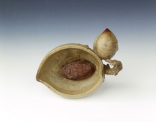 Yixing stoneware brushwasher of peach shape, Qing dynasty, China, 18th century. Artist: Unknown