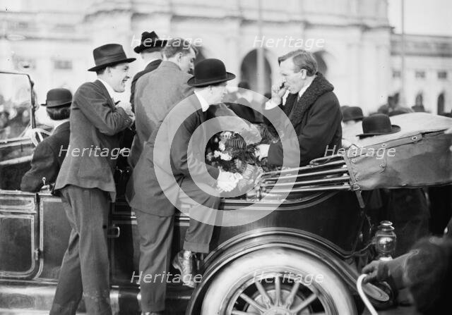 'Butch' McDevitt, 'Congressman For A Day' from Pennsylvania, in Auto, 1914. Creator: Harris & Ewing.