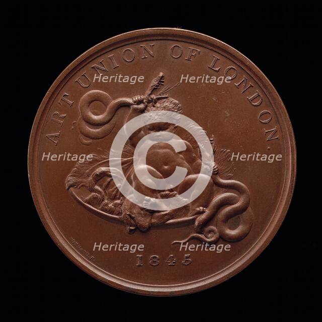 The Infant Hercules Strangling Two Serpents [reverse], 1845. Creator: Alfred Joseph Stothard.