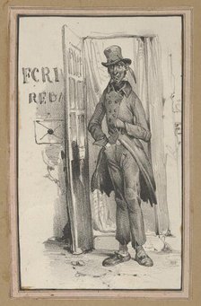 Man standing in a doorway, mid-19th century. Creator: Victor Adam.