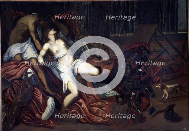 'The violence of Tarquino', Tarquino ties Lucrezia with his own clothes, 16th century. Creator: Tintoretto, Jacopo Robusti (1518 - 1594).