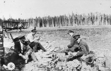Royal Engineers Special Brigade officers and Thomas Davies’ servant assembling M bombs..., 1919. Creator: Unknown.