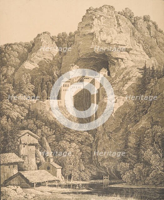 Das Schloss Prediama in Crein XII Stund: von Triest, 1816. Creator: Karl Friedrich Schinkel.