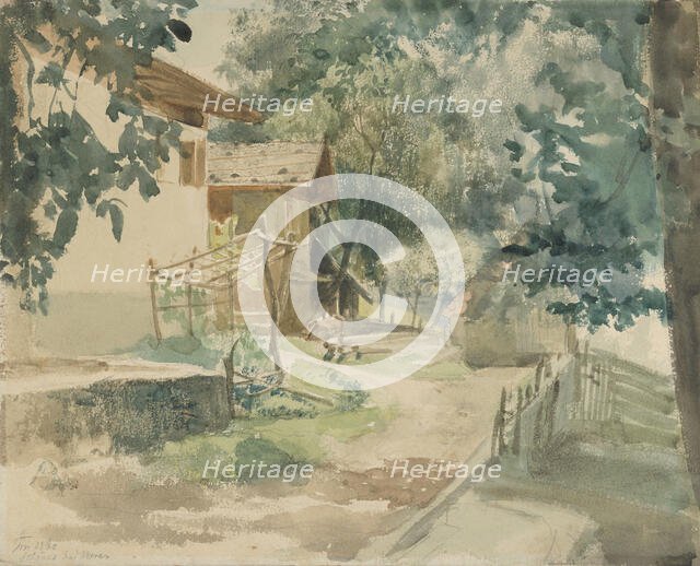 A Farmyard near Merano, 1860. Creator: Franz Meyerheim.