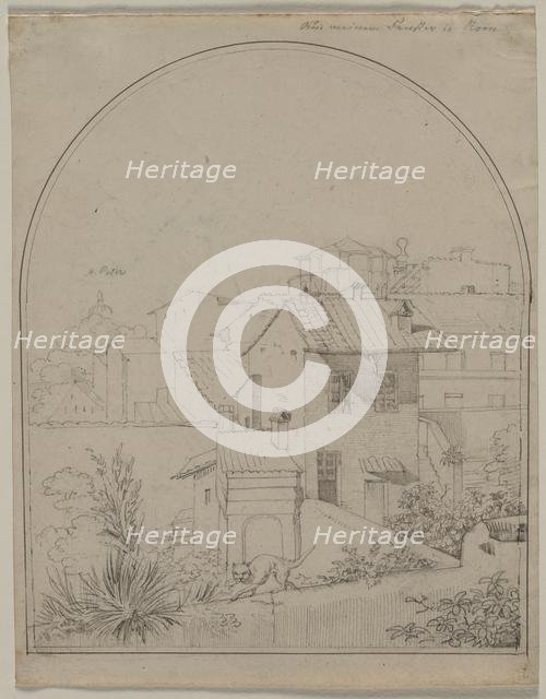 View from My Window in Rome (recto) Soldier in a Landscape (verso) , c. 1817. Creator: Carl Wilhelm Tischbein (German, 1797-1855).
