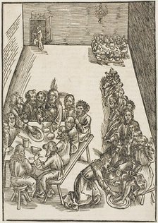 The Last Supper and Christ Washing the Feet of His Disciples, plate nine from Passio..., c.1503. Creators: Urs Graf, Johann Knobloch.