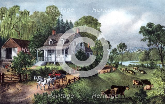 'American Homestead in Summer', 1868. Artist: Currier and Ives