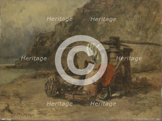Beachscape with capstans, 1840-1865. Creator: Constant Troyon.