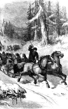 British troops conveyed through Canada in winter, c1860s (c1880). Artist: Unknown