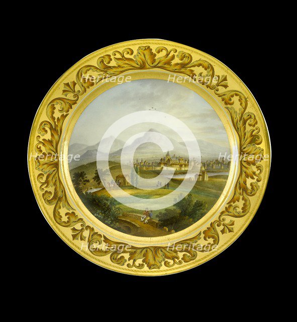 Dessert plate depicting Toulouse, France, 1810s. Artist: AJ Photographics.