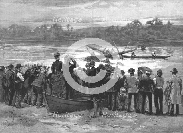 ''An obstacle race in canoes, near Auckland, New Zealand', 1888. Creator: Unknown.