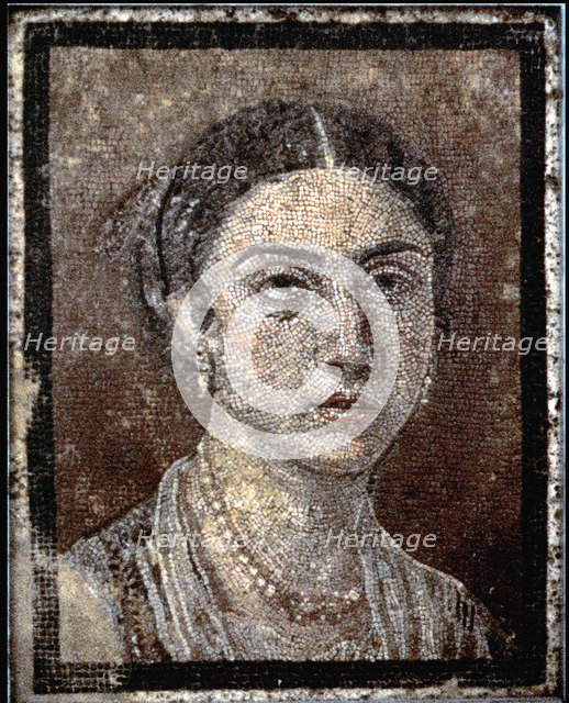 Female portrait of a poet, mosaic found in Pompeii.