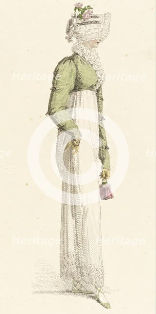 Fashion Plate (Walking Dress), 1814. Creator: Rudolph Ackermann.