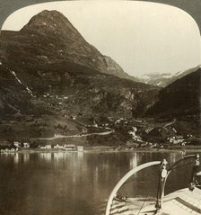'Marok and the giant heights behind it, S.S.E. from Geirangerfjord, Norway', c1905. Creator: Unknown.
