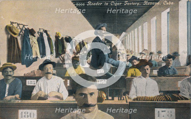 Reader in Cigar Factory, Havana, Cuba, c1910s. Artist: Unknown