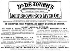 Advertisement for Dr. de Jongh’s Light-Brown Cod Liver Oil, 1890. Creator: Unknown.