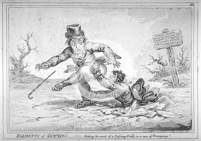 'Elements of Skateing. A fundamental error in the art of skaiting', 1805. Artist: James Gillray