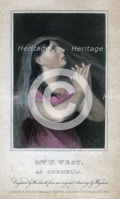 'Mrs W West as Cordelia', 1820.Artist: Woolnoth