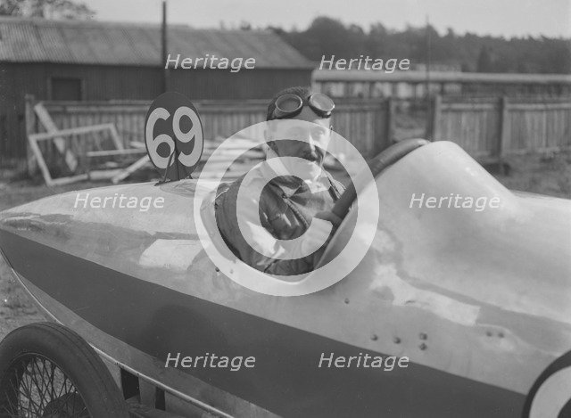 GC Stead in his AC 5 at the JCC 200 Mile Race, Brooklands, Surrey, 1921. Artist: Bill Brunell.