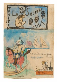 Caricatures of Gauguin and Governor Gallet, with headpiece from Le sourire, 1900. Creator: Paul Gauguin.