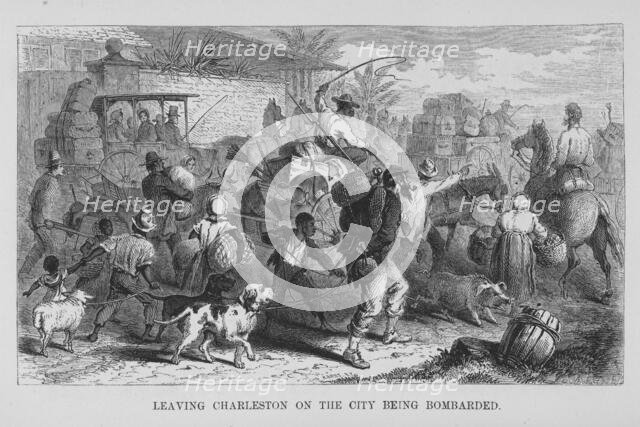 Leaving Charleston on the city being bombarded, 1866. Creator: Unknown.