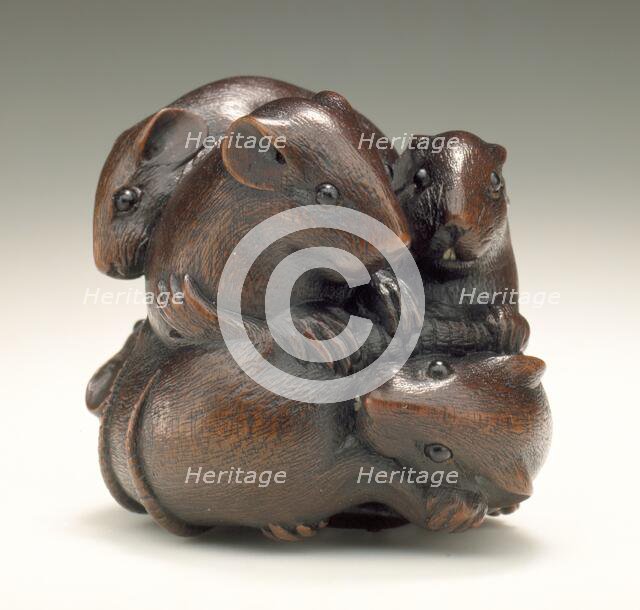 Five Rat Group, Mid-late 19th century. Creator: Ikkan.