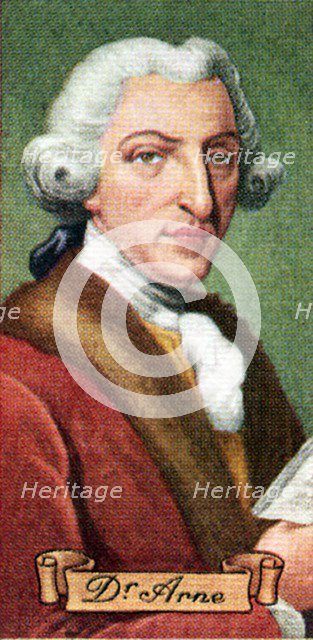 Dr. Arne, upholsterer and composer, taken from a series of cigarette cards, 1935. Artist: Unknown